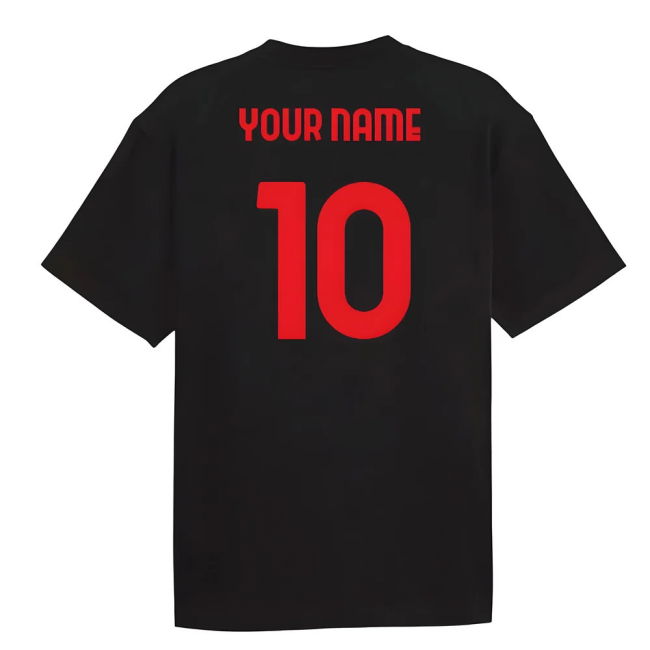 2025-2026 AC Milan FtblStatement Cellerator Tee (Black) (Your Name)