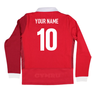 2025-2026 Wales WRU Home LS Cotton Rugby Shirt (Kids)