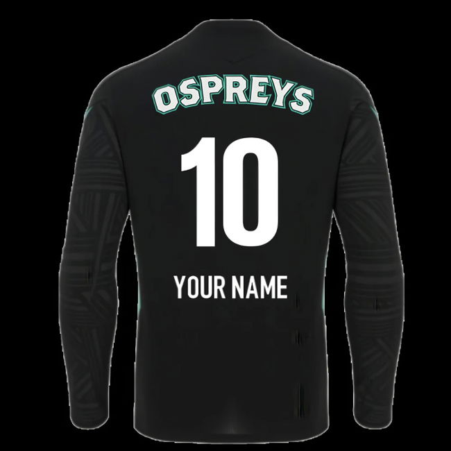 2025-2026 Ospreys Rugby Poly LS Training Tee (Black) (Your Name)