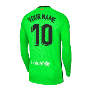 2020-2021 Barcelona Home Goalkeeper Shirt (Green) (Your Name)