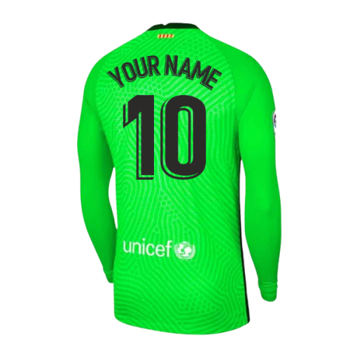 2020-2021 Barcelona Home Goalkeeper Shirt (Green) (Your Name)