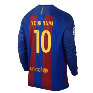 2015-2016 Barcelona Long Sleeve Home Shirt (Your Name)