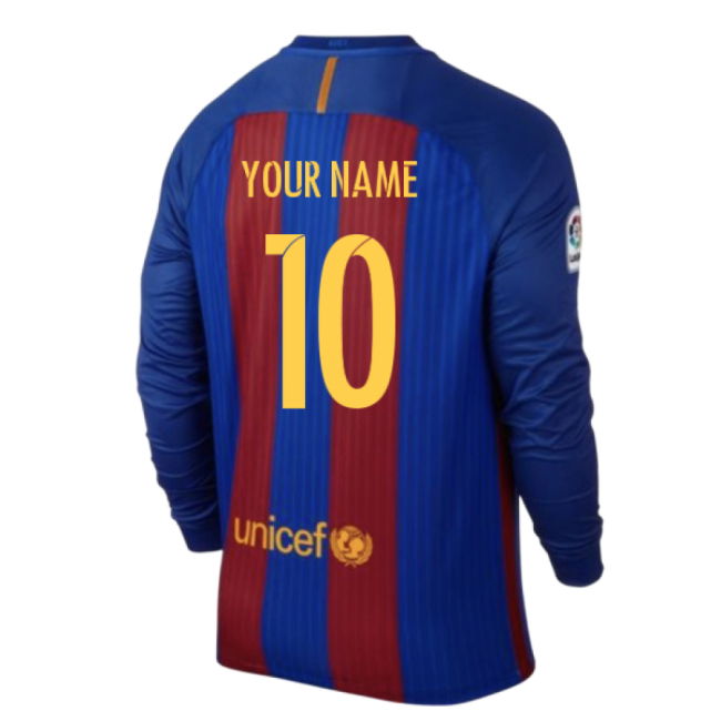 2015-2016 Barcelona Long Sleeve Home Shirt (Your Name)