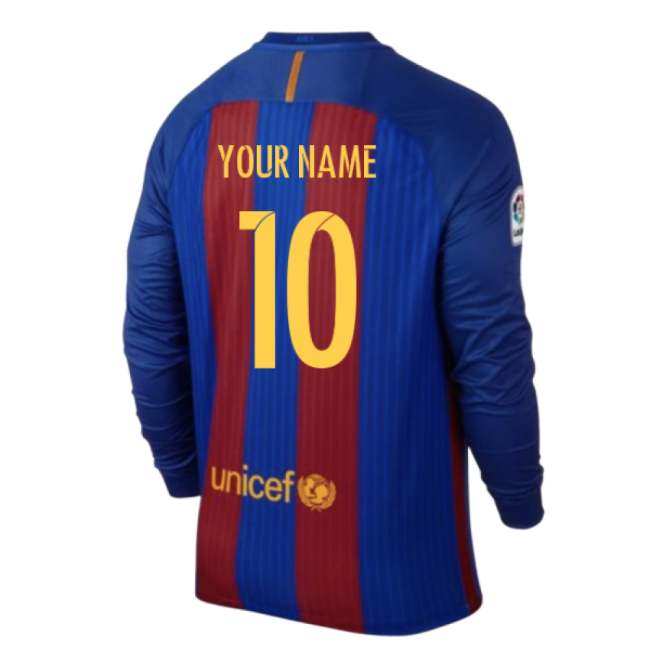 2015-2016 Barcelona Long Sleeve Home Shirt (Your Name)