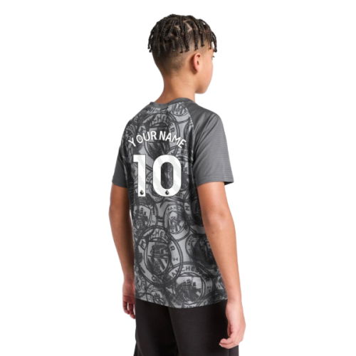 2025-2026 Man City Warm Up Jersey (Gray) - Kids (Your Name)