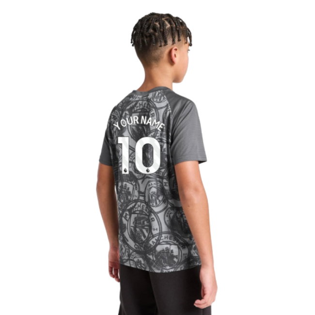 2025-2026 Man City Warm Up Jersey (Gray) - Kids (Your Name)