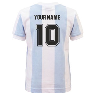 Argentina 1986 World Cup Kids Retro Football Shirt (Your Name)