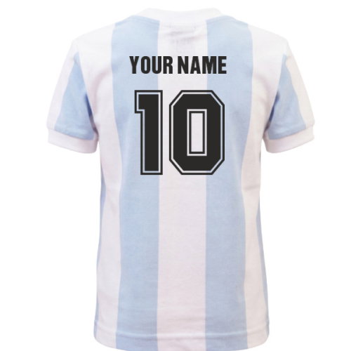 Argentina 1986 World Cup Kids Retro Football Shirt (Your Name)