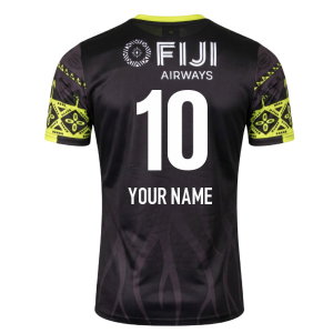 2026-2027 Fiji Rugby Pre Match Shirt (Black/Lime) (Your Name)