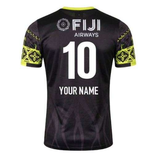 2026-2027 Fiji Rugby Pre Match Shirt (Black/Lime) (Your Name)