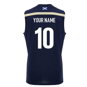 2026-2027 Scotland Rugby Poly Sleeveless Shirt (Navy) - Kids (Your Name)