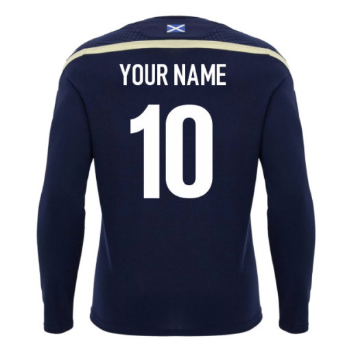 2026-2027 Scotland Rugby Training LS Shirt (Navy/Sand) (Your Name)