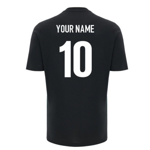 2026-2027 Wales WRU Rugby Travel Cotton T-Shirt (Black) (Your Name)