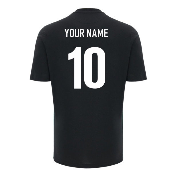2026-2027 Wales WRU Rugby Travel Cotton T-Shirt (Black) (Your Name)