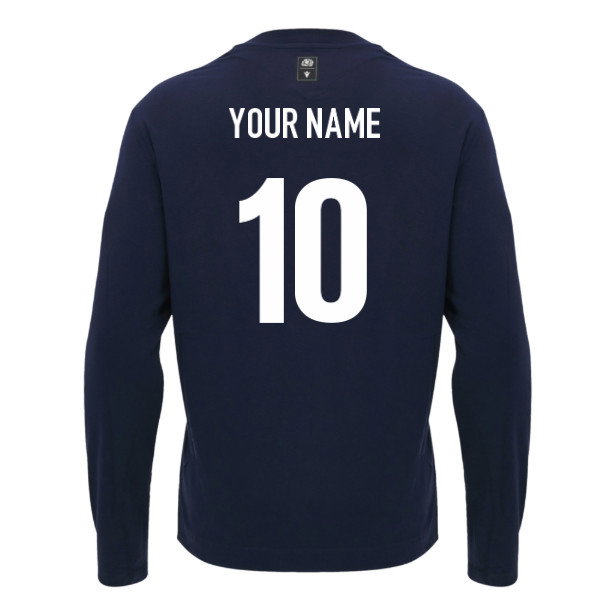 2026-2027 Scotland Rugby Ath LS Cotton Tee (Navy) (Your Name)