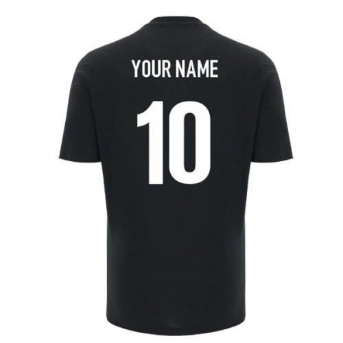 2026-2027 Wales WRU Travel Cotton T-Shirt (Black) - Kids (Your Name)