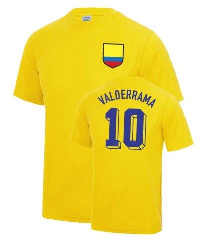 Carlos Valderrama Colombia World Cup Football T Shirt - Yellow