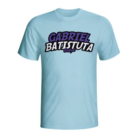 Gabriel Batistuta Comic Book T-shirt (sky Blue)