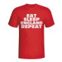 Eat Sleep England Repeat T-shirt (red)
