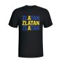 Zlatan Ibrahimovic Sweden Player Flag T-shirt (black)