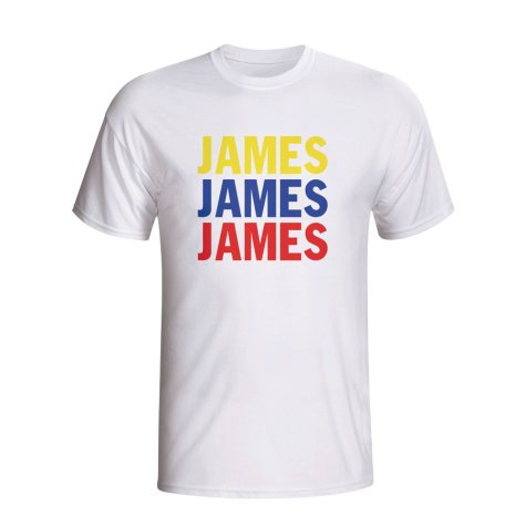 James Rodriguez Colombia Player Flag T-shirt (white) - Kids