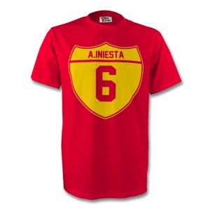 Andres Iniesta Spain Crest Tee (red) - Kids