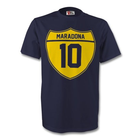 Diego Maradona Boca Juniors Crest Tee (navy)