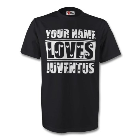 Your Name Loves Juventus T-shirt (black) - Kids