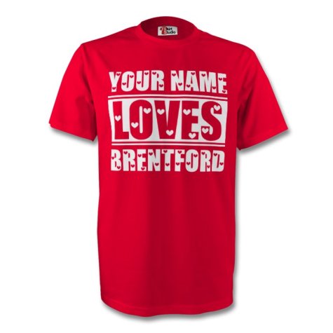 Your Name Loves Brentford T-shirt (red) - Kids