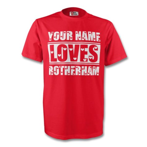 Your Name Loves Rotherham T-shirt (red)