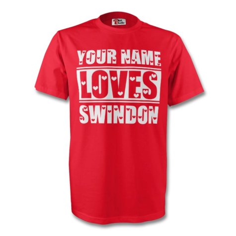 Your Name Loves Swindon T-shirt (red) - Kids