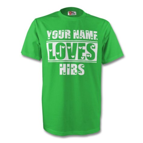 Your Name Loves Hibs T-shirt (green) - Kids