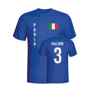 Paolo Maldini Italy Flag T-shirt (blue) - Kids