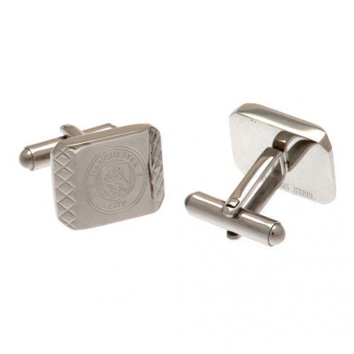 Manchester City FC Stainless Steel Patterned Cufflinks  Manchester City FC Stainless Steel Patterned Cufflinks