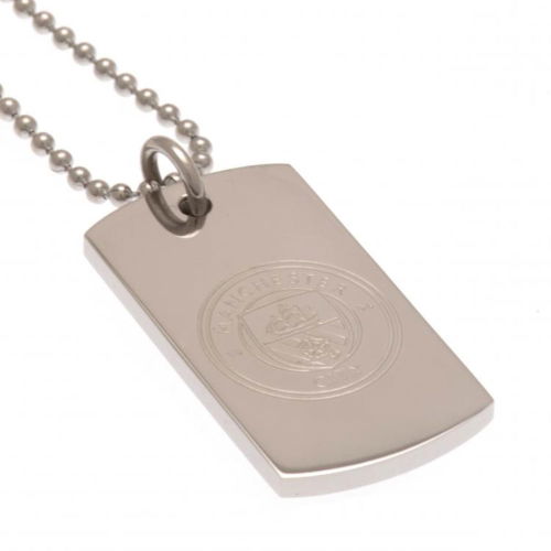 Manchester City FC Engraved Dog Tag & Chain  Manchester City FC Engraved Dog Tag & Chain