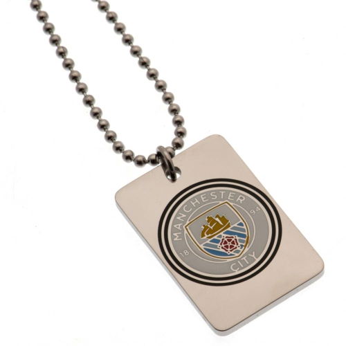 Manchester City FC Enamel Crest Dog Tag & Chain  Manchester City FC Enamel Crest Dog Tag & Chain