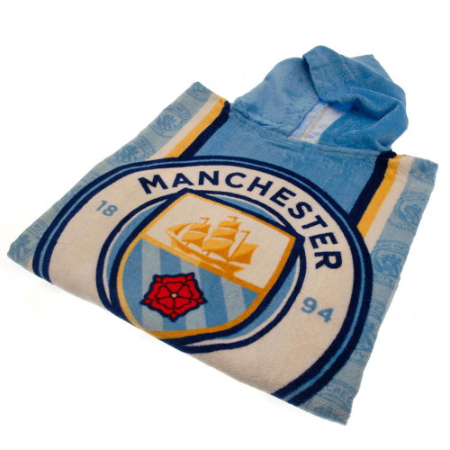 Manchester City FC Kids Hooded Poncho  Manchester City FC Kids Hooded Poncho