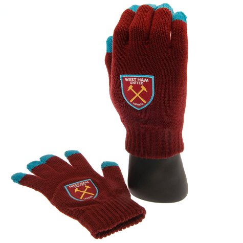 West Ham United FC Touchscreen Knitted Gloves Junior