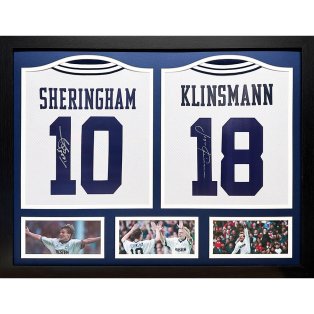 Tottenham Hotspur FC 1994 Klinsmann & Sheringham Signed Shirts (Dual Framed)