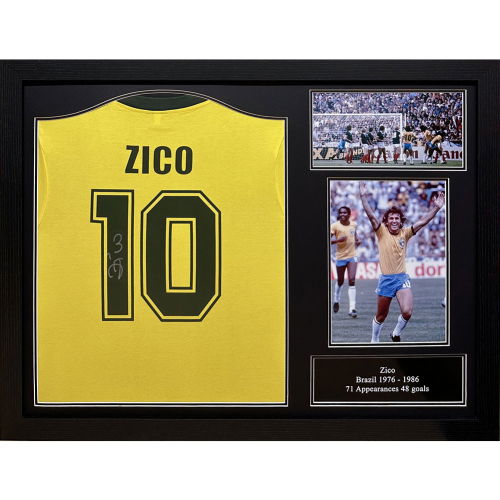 Brasil 1982 Zico Signed Shirt (Framed)  Brasil 1982 Zico Signed Shirt (Framed)