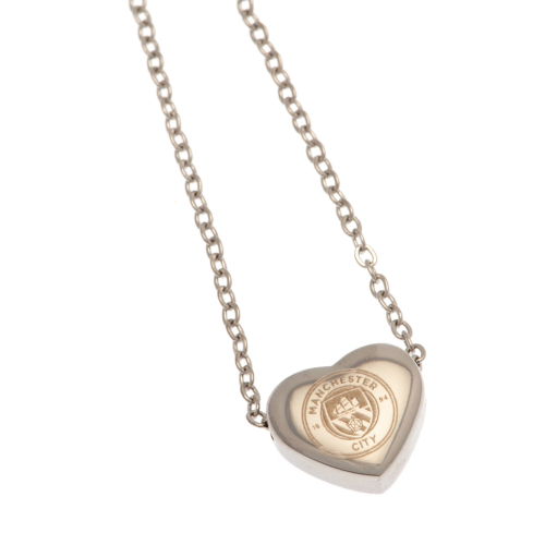 Manchester City FC Stainless Steel Heart Necklace  Manchester City FC Stainless Steel Heart Necklace