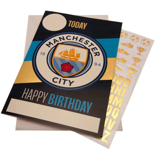 Manchester City FC Birthday Card With Stickers  Manchester City FC Birthday Card With Stickers