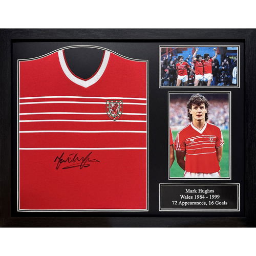 FA Wales 1984 Hughes Signed Shirt (Framed)  FA Wales 1984 Hughes Signed Shirt (Framed)