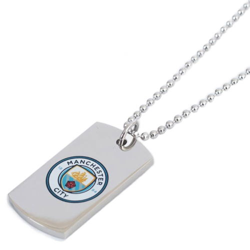 Manchester City FC Colour Crest Dog Tag & Chain  Manchester City FC Colour Crest Dog Tag & Chain