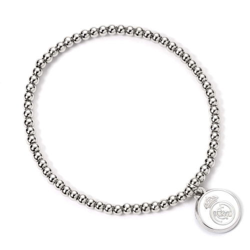 Real Madrid CF Silver Finish Bead Bracelet