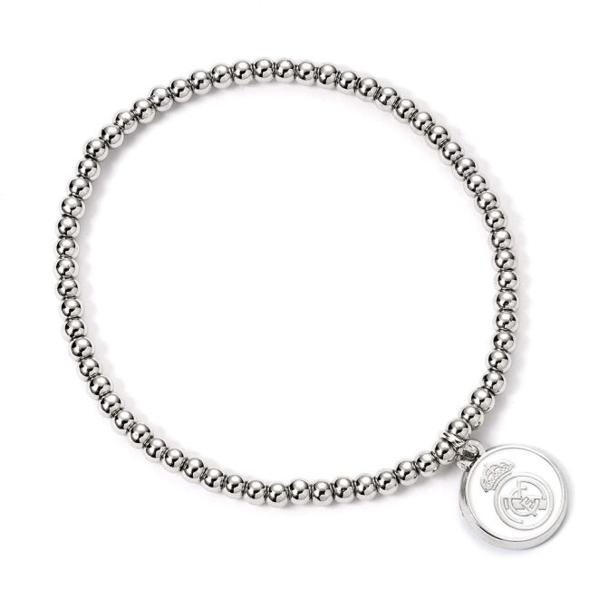 Real Madrid CF Silver Finish Bead Bracelet