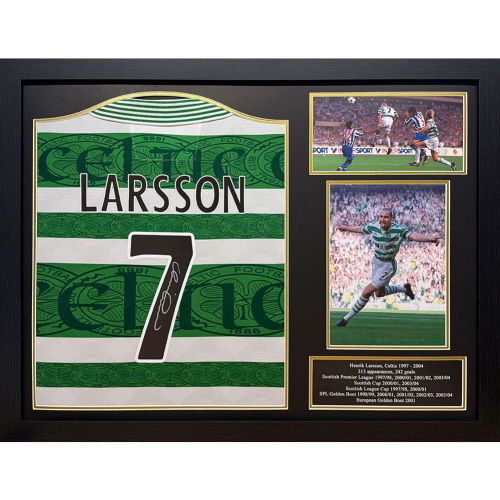 Celtic FC 1996 Larsson Signed Shirt (Framed)