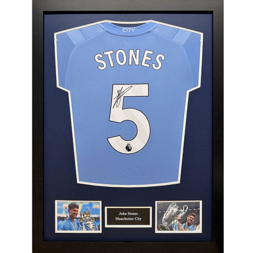 Manchester City FC Stone Signed Shirt (Framed)  Manchester City FC Stone Signed Shirt (Framed)