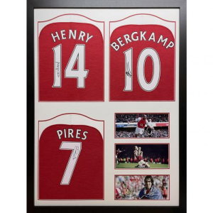 Arsenal FC Henry, Bergkamp &amp; Pires Signed Shirt (Trio Framed)
