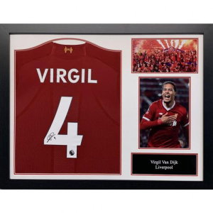 Liverpool FC Van Dijk Signed Shirt (Framed)